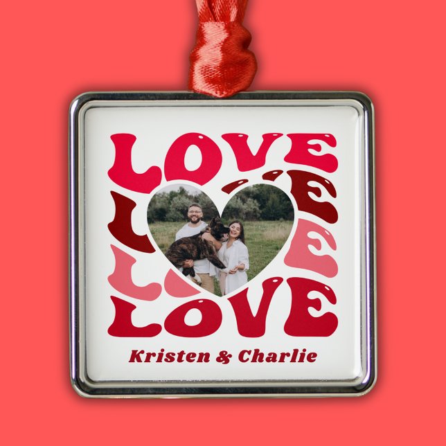 Valentine's Day Love Custom Couple Photo Metal Tree Decoration (Valentine's Day Love Custom Couple Photo Metal Ornament
)