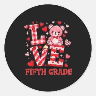 Valentine's Day Love Fifth Grade Teacher Classic Round Sticker