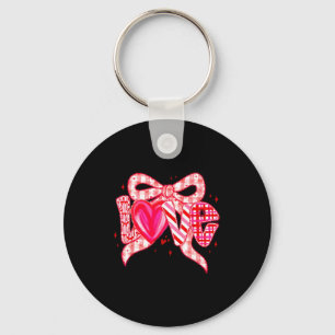 Valentines Day Love Funny Coquette Bow Checkered N Key Ring