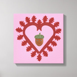 Valentines Day Love Heart Acorn Canvas Print