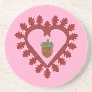 Valentines Day Love Heart Acorn Coaster