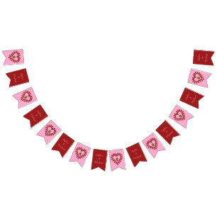 Valentines Day Love Heart Acorn Custom Names Bunting