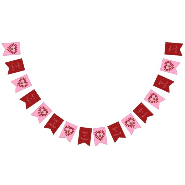 Valentines Day Love Heart Acorn Custom Names Bunting (All)