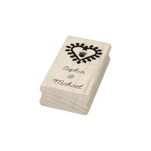 Valentines Day Love Heart Acorn Custom Names Rubber Stamp