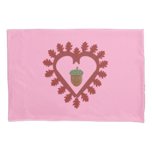 Valentines Day Love Heart Acorn Double Sided Pillowcase