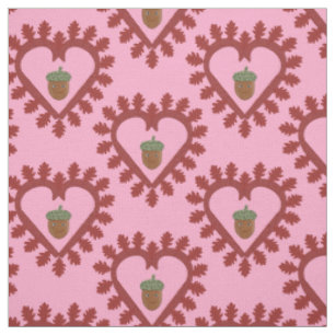 Valentines Day Love Heart Acorn Fabric