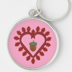 Valentines Day Love Heart Acorn Key Ring