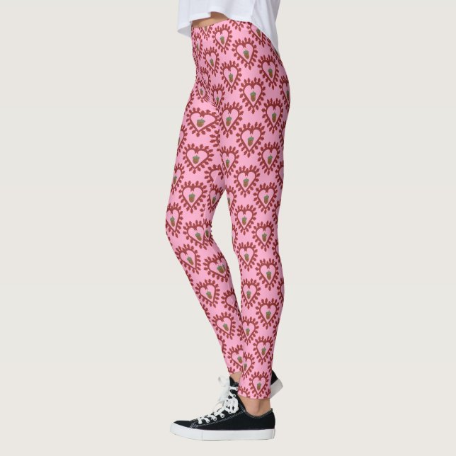 Valentines Day Love Heart Acorn Leggings (Left)