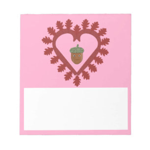 Valentines Day Love Heart Acorn Notepad