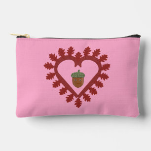 Valentines Day Love Heart Acorn Patterned Accessory Pouch