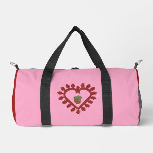 Valentines Day Love Heart Acorn Patterned Duffle Bag