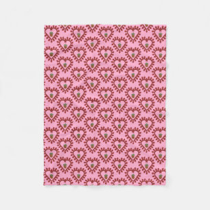Valentines Day Love Heart Acorn Patterned Fleece Blanket