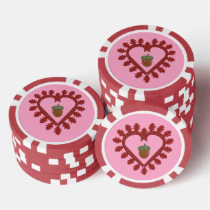 Valentines Day Love Heart Acorn Poker Chips