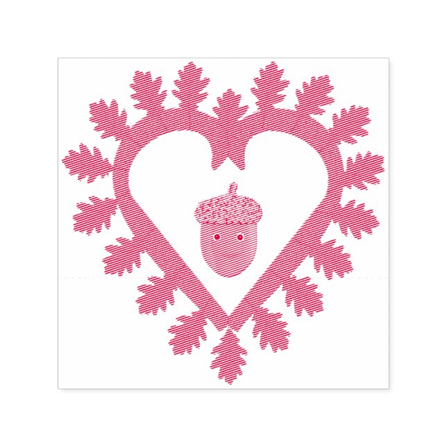 Valentines Day Love Heart Acorn Self-inking Stamp (Design)