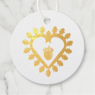 Valentines Day Love Heart Acorn Wedding Custom Favour Tags