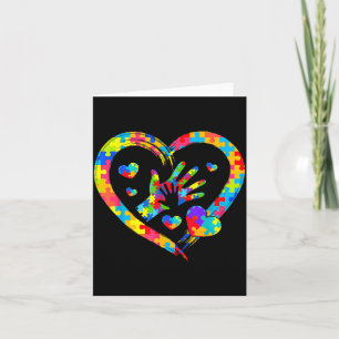 Valentines Day Love Heart Autism Awareness Puzzle Card