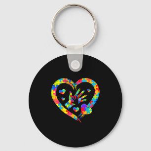 Valentines Day Love Heart Autism Awareness Puzzle Key Ring