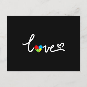 Valentines Day Love Heart Autism Awareness Puzzle  Postcard