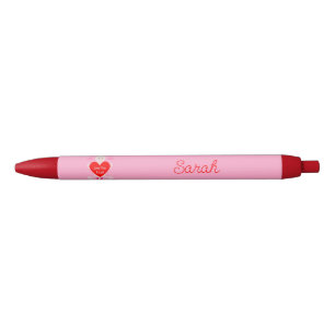 Valentines Day Love Heart Axolotl Custom Name Black Ink Pen