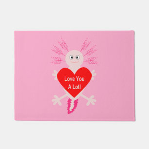 Valentines Day Love Heart Axolotl Doormat