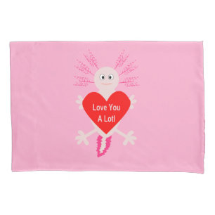 Valentines Day Love Heart Axolotl Double Sided Pillowcase