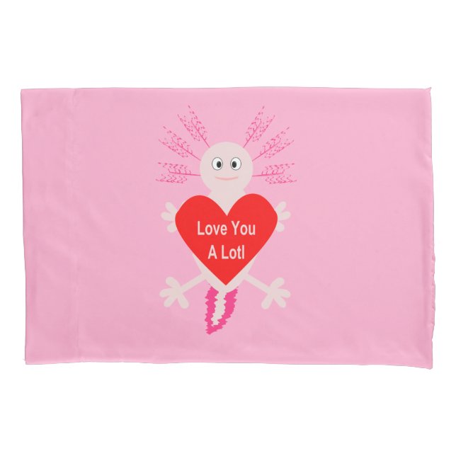 Valentines Day Love Heart Axolotl Double Sided Pillowcase (Front)