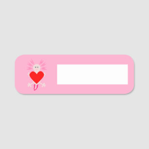 Valentines Day Love Heart Axolotl Name Tag