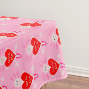 Valentines Day Love Heart Axolotl Patterned Tablecloth