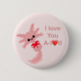 Valentine's Day Love Heart Axolotl Pin-On Button