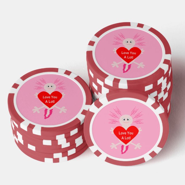 Valentines Day Love Heart Axolotl Poker Chips (Stack)