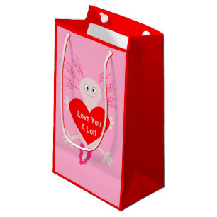 Valentines Day Love Heart Axolotl Small Gift Bag