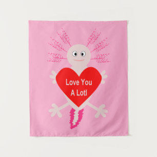 Valentines Day Love Heart Axolotl Tapestry