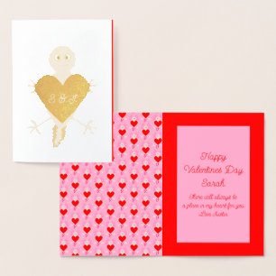 Valentines Day Love Heart Axolotl Valentines Day Foil Card
