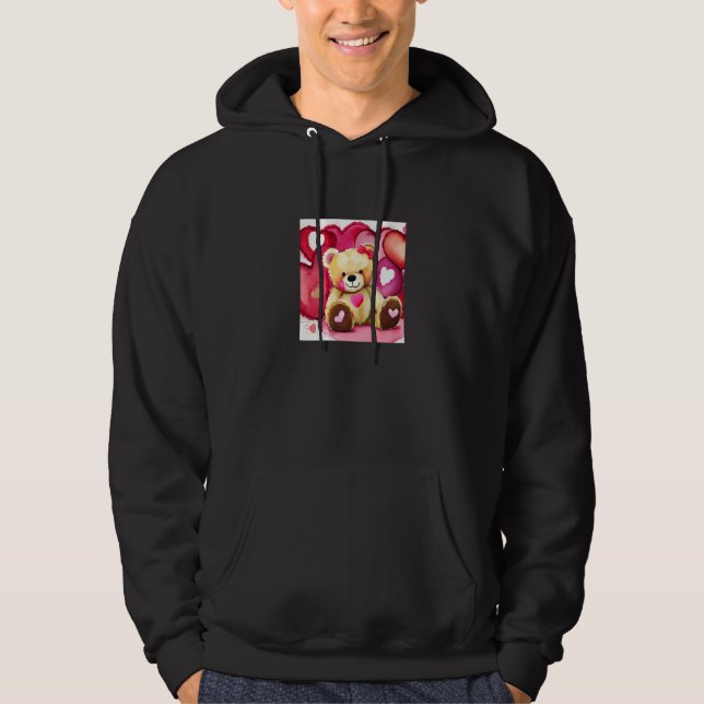 Valentine's Day Love Heart Bear Teddy Girlfriend F Hoodie (Front)