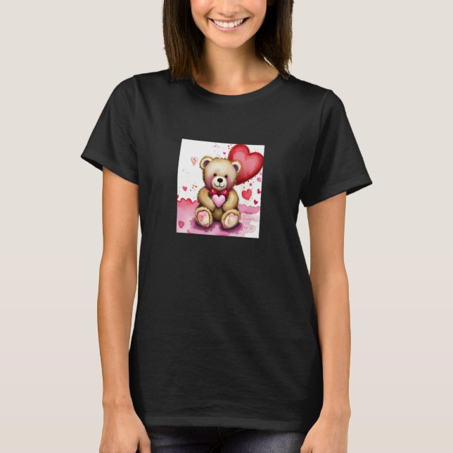 Valentine's Day Love Heart Bear Teddy Girlfriend F T-Shirt (Front)