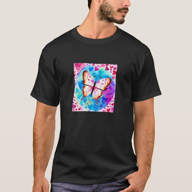 Valentine's Day Love Heart Butterfly Girlfriend Fi T-Shirt (Front)