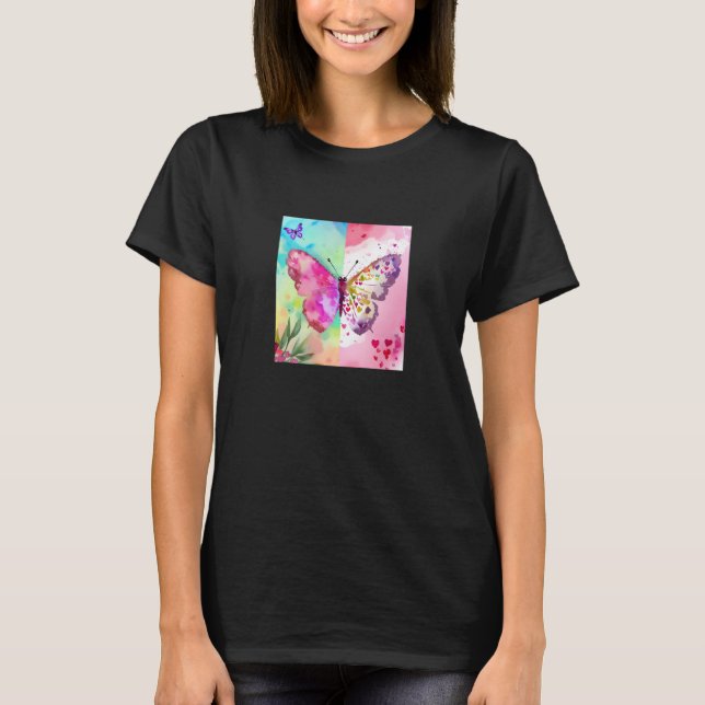 Valentine's Day Love Heart Butterfly Girlfriend Fi T-Shirt (Front)