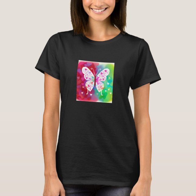Valentine's Day Love Heart Butterfly Girlfriend Fi T-Shirt (Front)