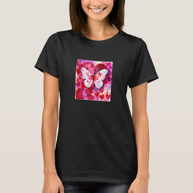 Valentine's Day Love Heart Butterfly Girlfriend Fi T-Shirt (Front)