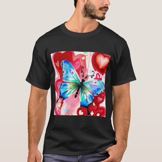 Valentine's Day Love Heart Butterfly Girlfriend Fi T-Shirt (Front)