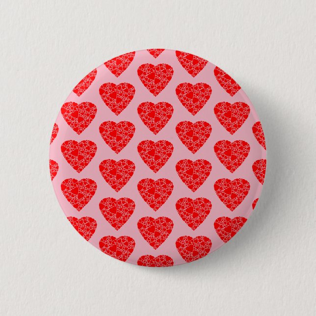 Valentines Day Love Heart Button Badge (Front)