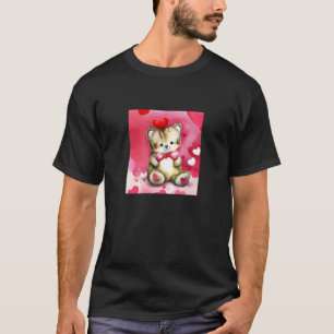 Valentine's Day Love Heart Cat Teddy Girlfriend Fi T-Shirt