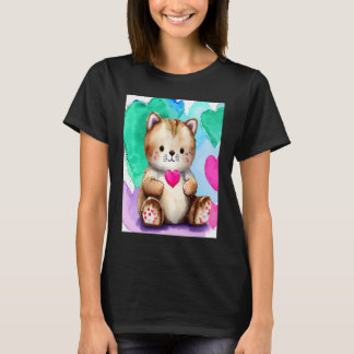 Valentine's Day Love Heart Cat Teddy Girlfriend Fi T-Shirt