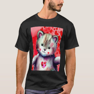 Valentine's Day Love Heart Cat Teddy Girlfriend Fi T-Shirt