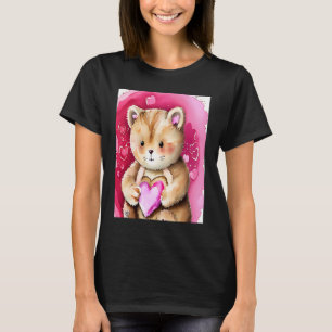 Valentine's Day Love Heart Cat Teddy Girlfriend Fi T-Shirt