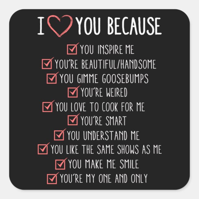 Valentine's Day Love Heart Couples Funny Gift Idea Square Sticker (Front)