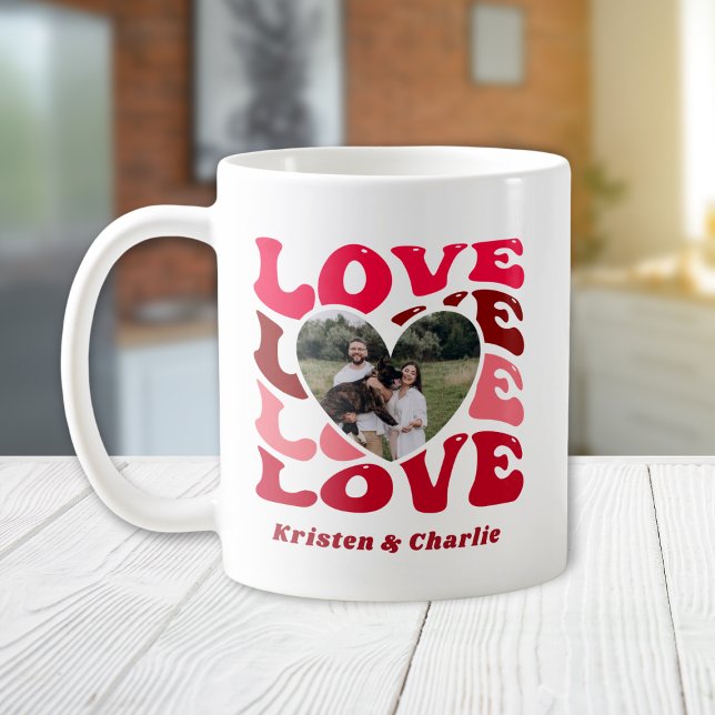 Valentine's Day Love Heart Custom Photo & Names Coffee Mug (Valentine's Day Love Heart Custom Photo & Names Coffee Mug
)