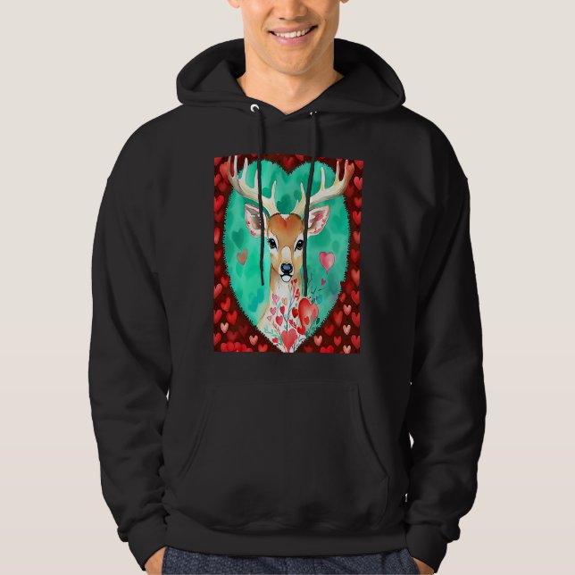 Valentine's Day Love Heart Cute Deer Girlfriend Fi Hoodie (Front)
