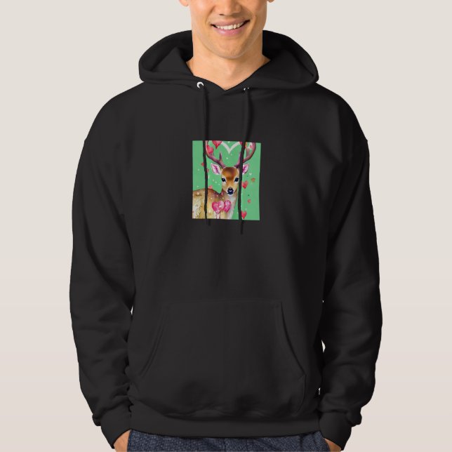 Valentine's Day Love Heart Cute Deer Girlfriend Fi Hoodie (Front)