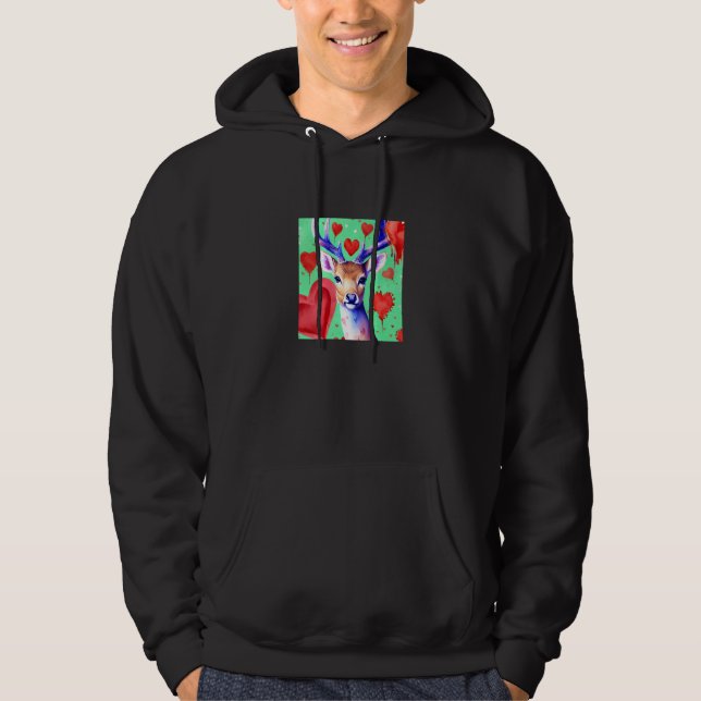Valentine's Day Love Heart Cute Deer Girlfriend Fi Hoodie (Front)